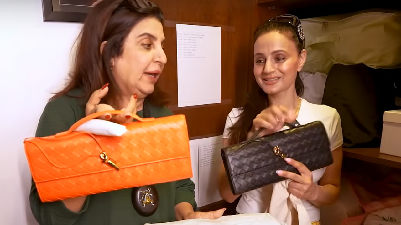 Ameesha Patel showing off her Bottega Veneta bag