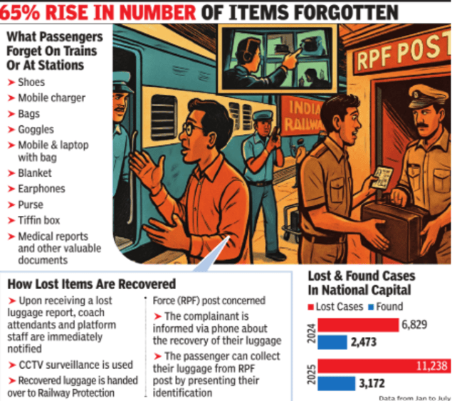 65% rise in items left behind on trains and stations in the city
