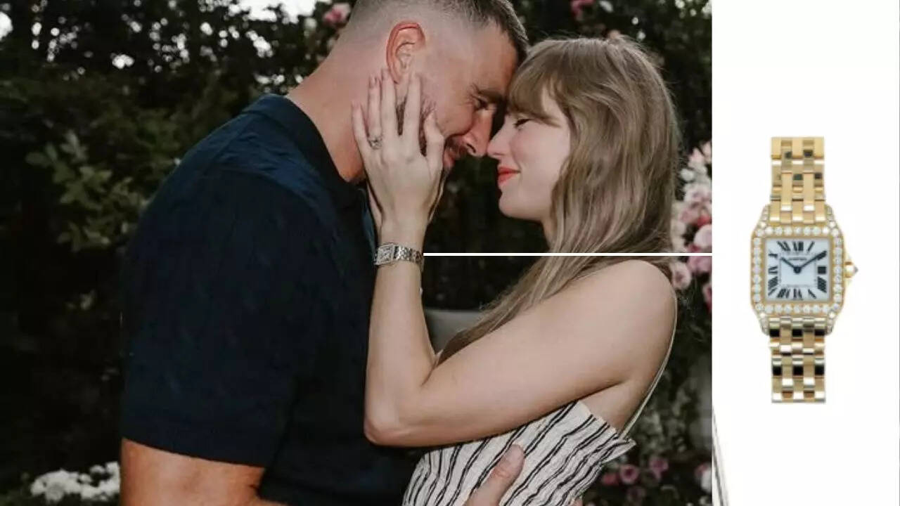 Taylor's watch is Cartier's Santos Demoiselle Gold Diamond Watch