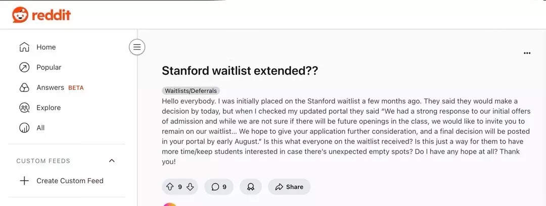 Redddit post made by the user