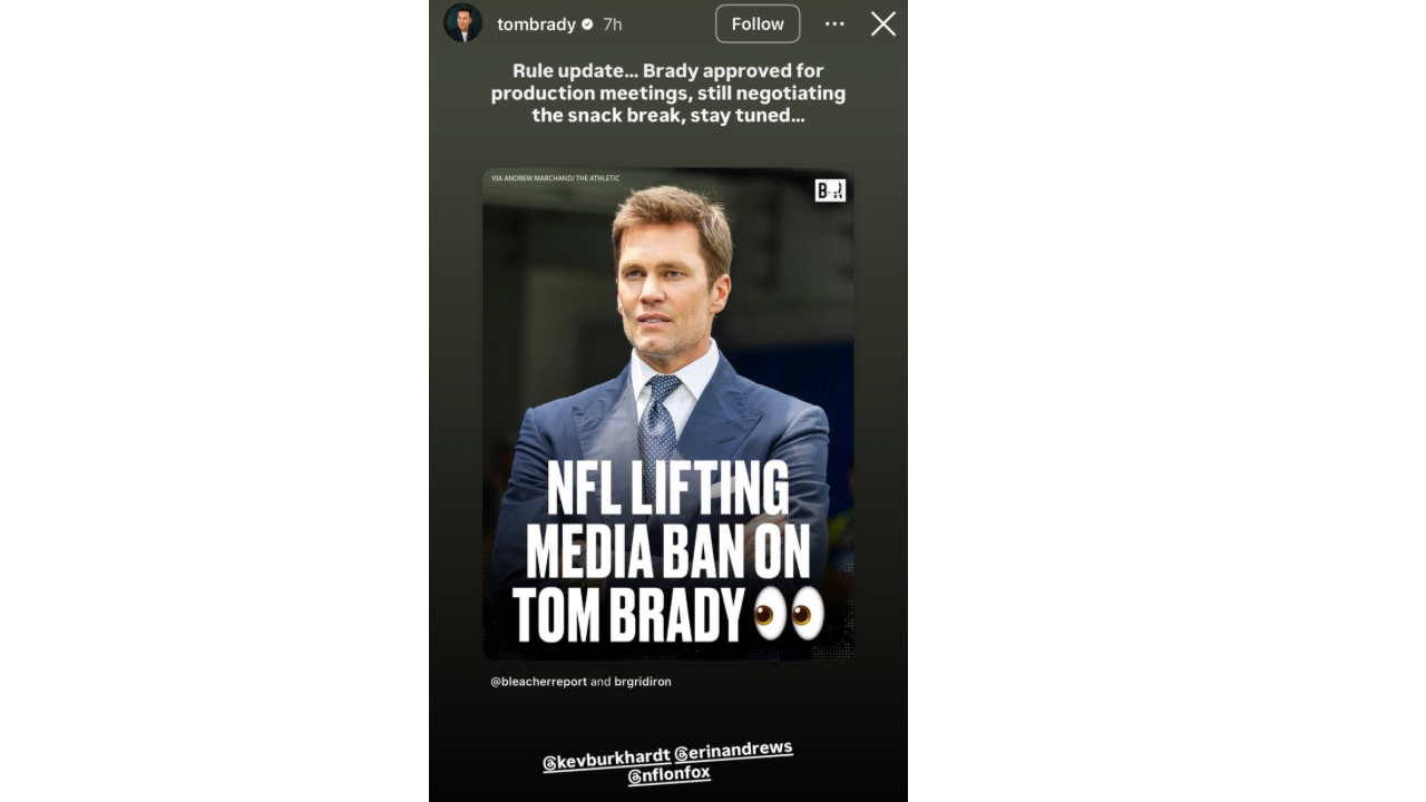 IG/Brady Tom Brady reacts after NFL finally lifts media ban and clears him for production meetings with teams