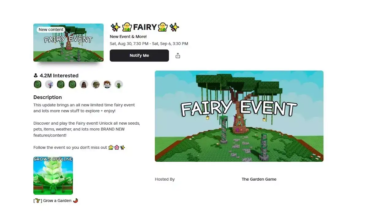 Here is the event page (Image via Roblox) Fairy Event