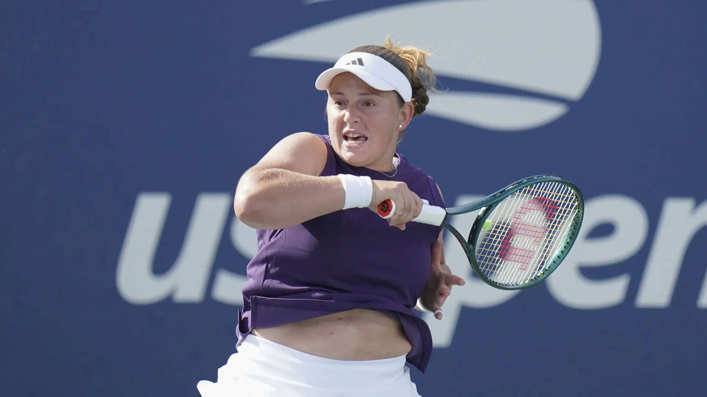 Jeena Ostapaneko of Latvia during the US Open. (AP) Townsand-Ostapane Camping at the US Open is the subject of conversation