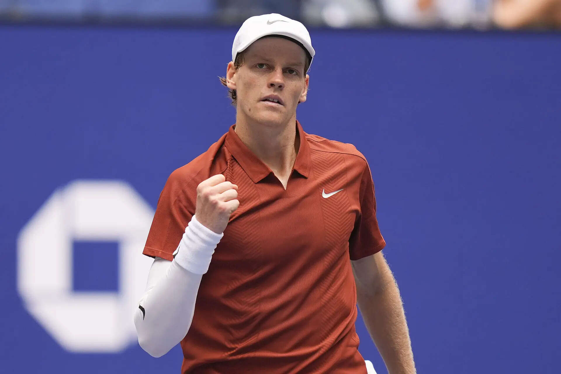 During the second round of the US Open Tennis Championship, Alexi reacts to the birthright cinnar after defeating Alexi Popirin. (AP) US Open Tennis