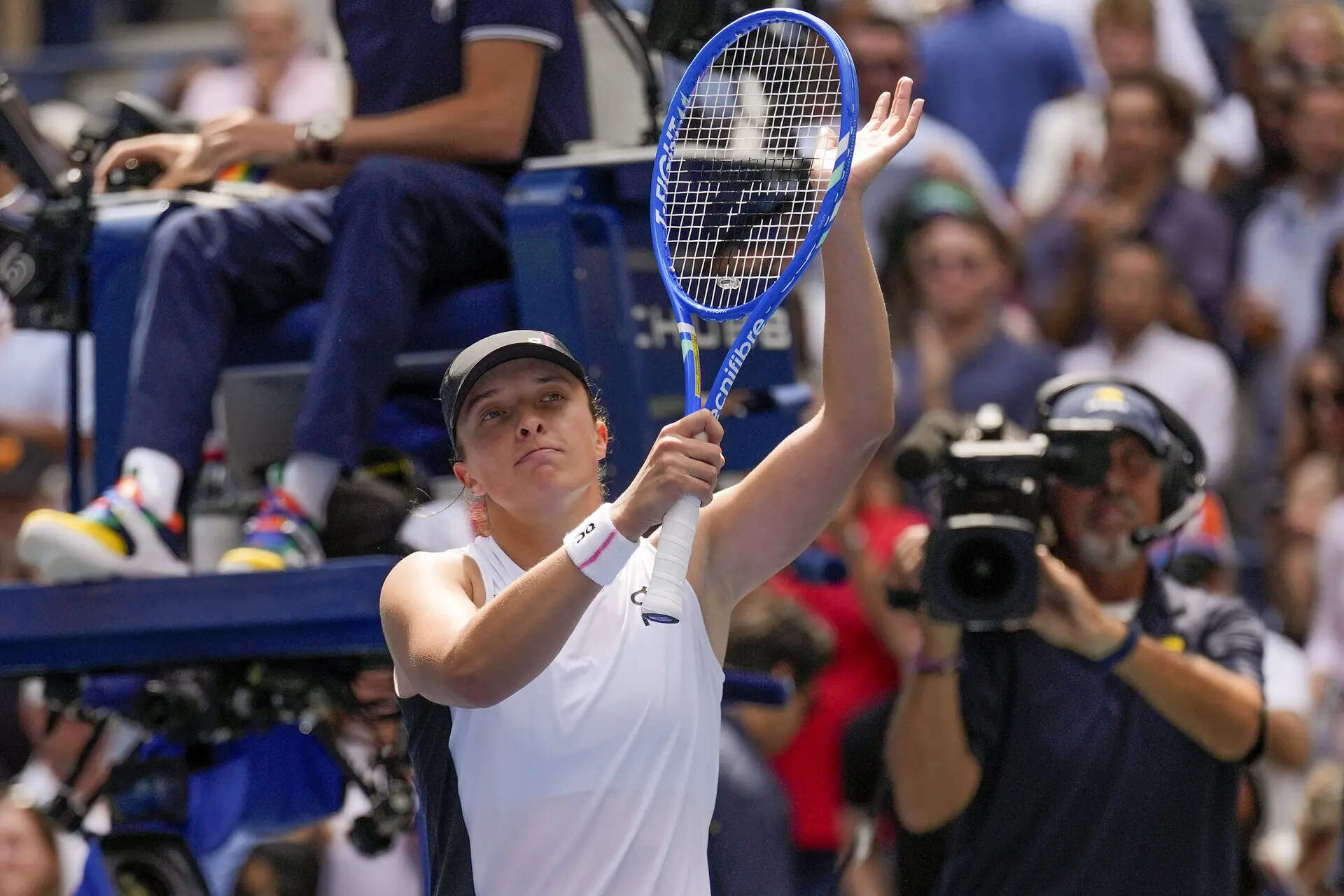 The IGA Swiytech reacts after defeating Sujan Lamens during the second round of the US Open. (AP) US Open Tennis