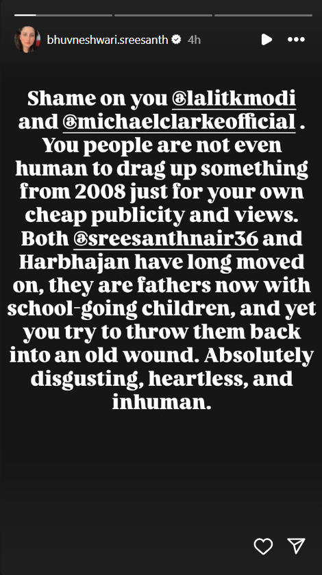 Sreesanth's wife on Instagram