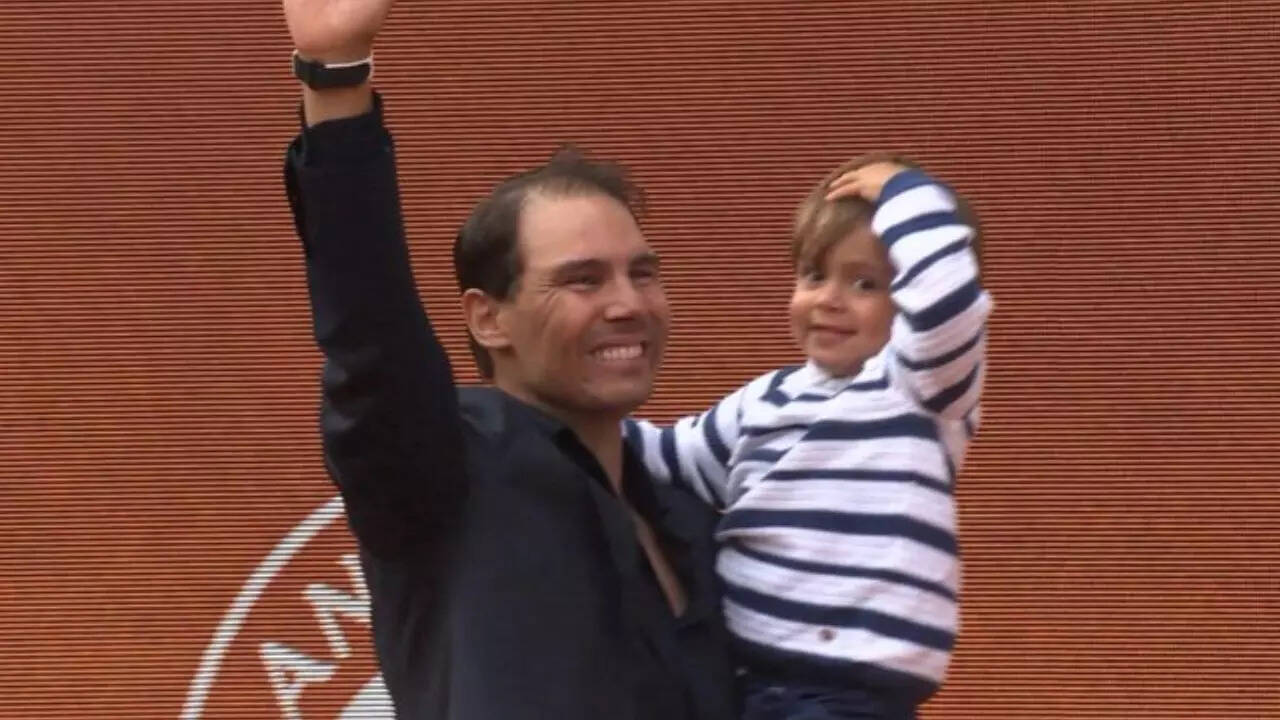 Rafael Nadal with his elder son Rafael Junior