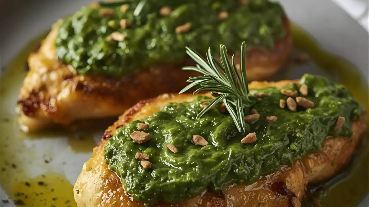 Frankenstein pesto chicken