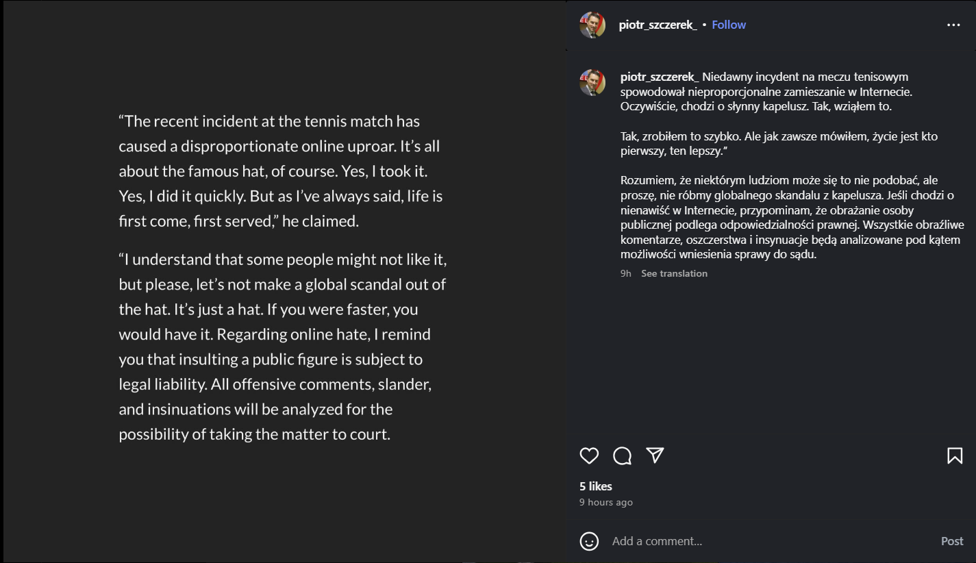 CEO of Millionaire Piyotra Szeriq's post on Instagram (Screengrab) Screenshot 2025-09-01 102829