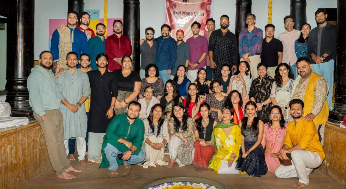 Participants of the poetry retreat gather after a day of readings and discussions