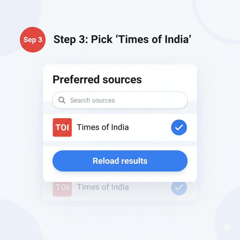 Step 3: Step 1: Add Times of India As Preferred Source in Google Search