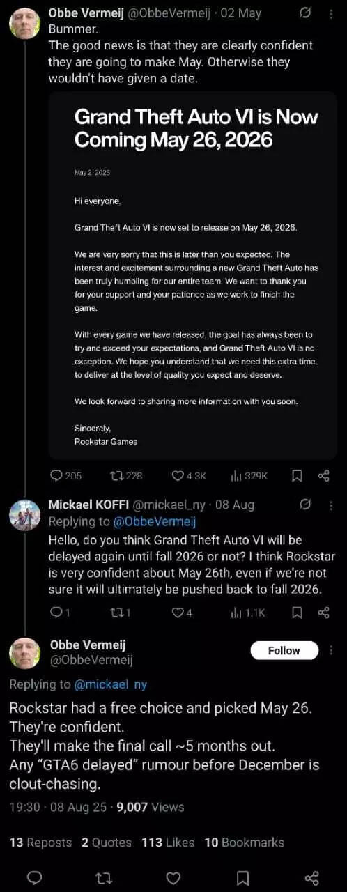 Ex Rockstar developer confirms GTA 6 won't be delayed