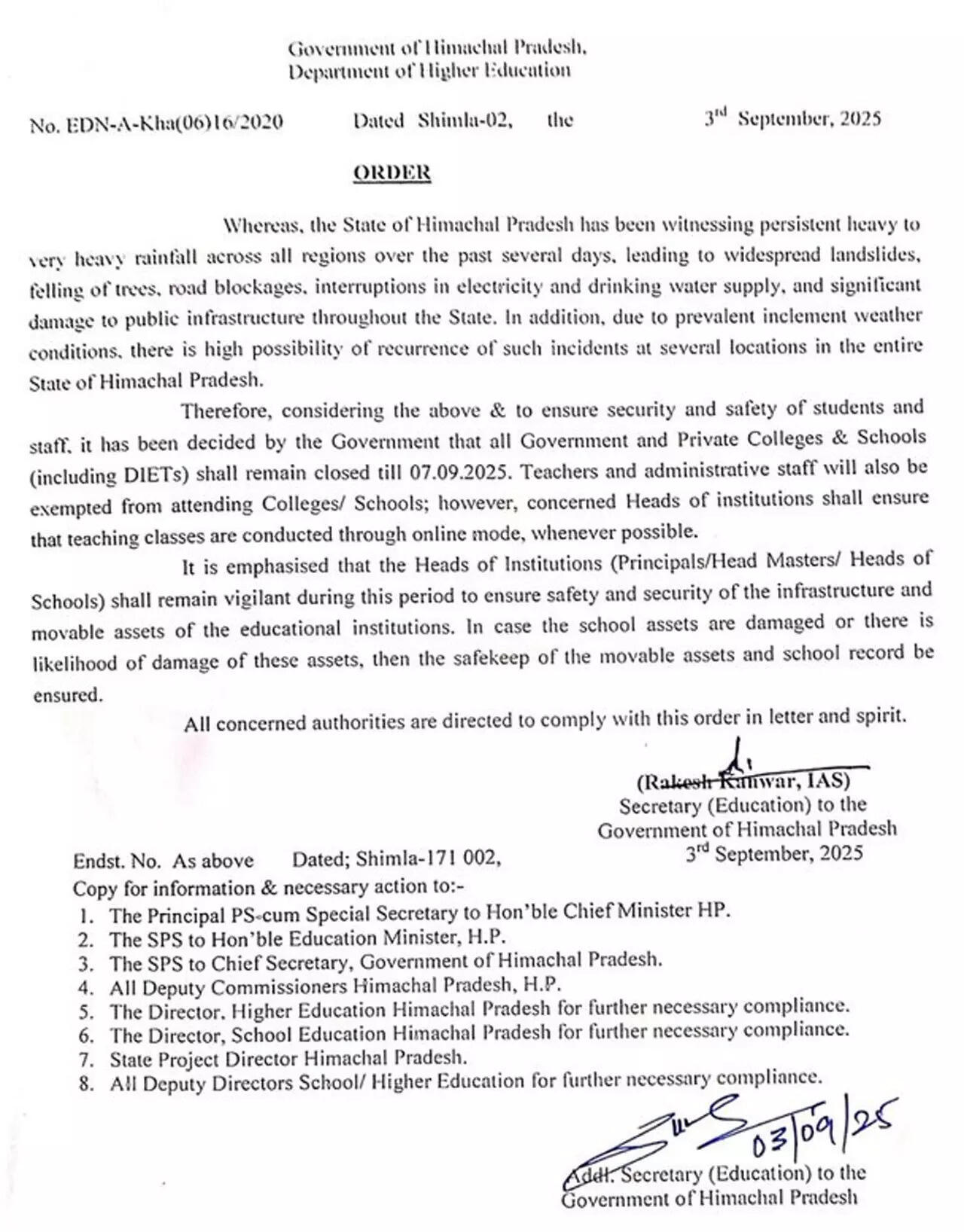 Himachal Pradesh has extended holidays