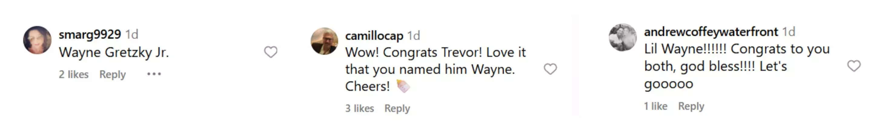 Fans celebrate the announcement of Trevor Gretzky’s baby