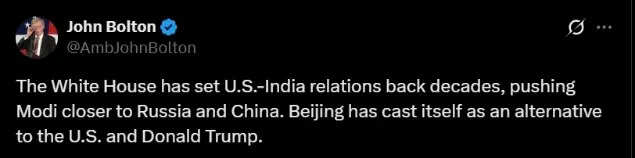 Post on X by John Bolton