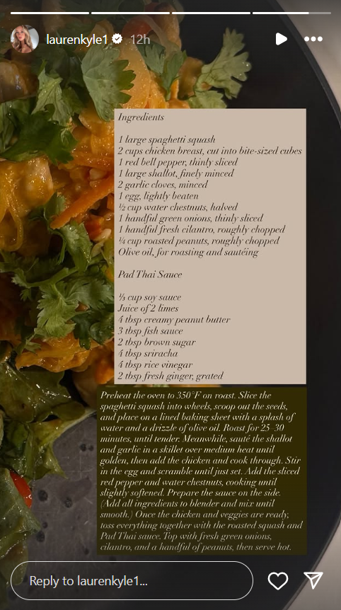 NHL-Lauren Kyle, wife of Edmonton Oilers star Connor McDavid, shares Pad Thai recipe on Instagram