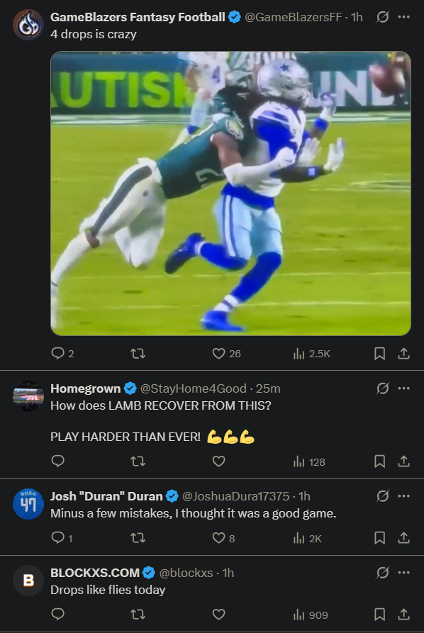 (Comments via X post on CeeDee Lamb) NFL-CEEDEE-2025