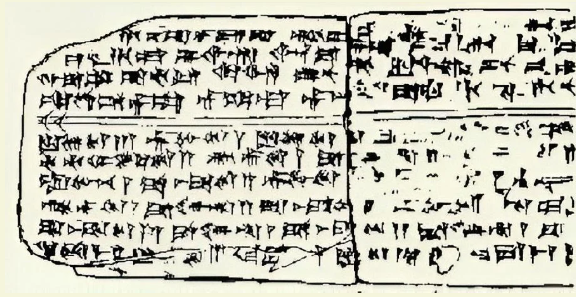 A drawing of one side of the tablet on which the Hymn to Nikkal is inscribed (Photo: Wikimedia Commons)