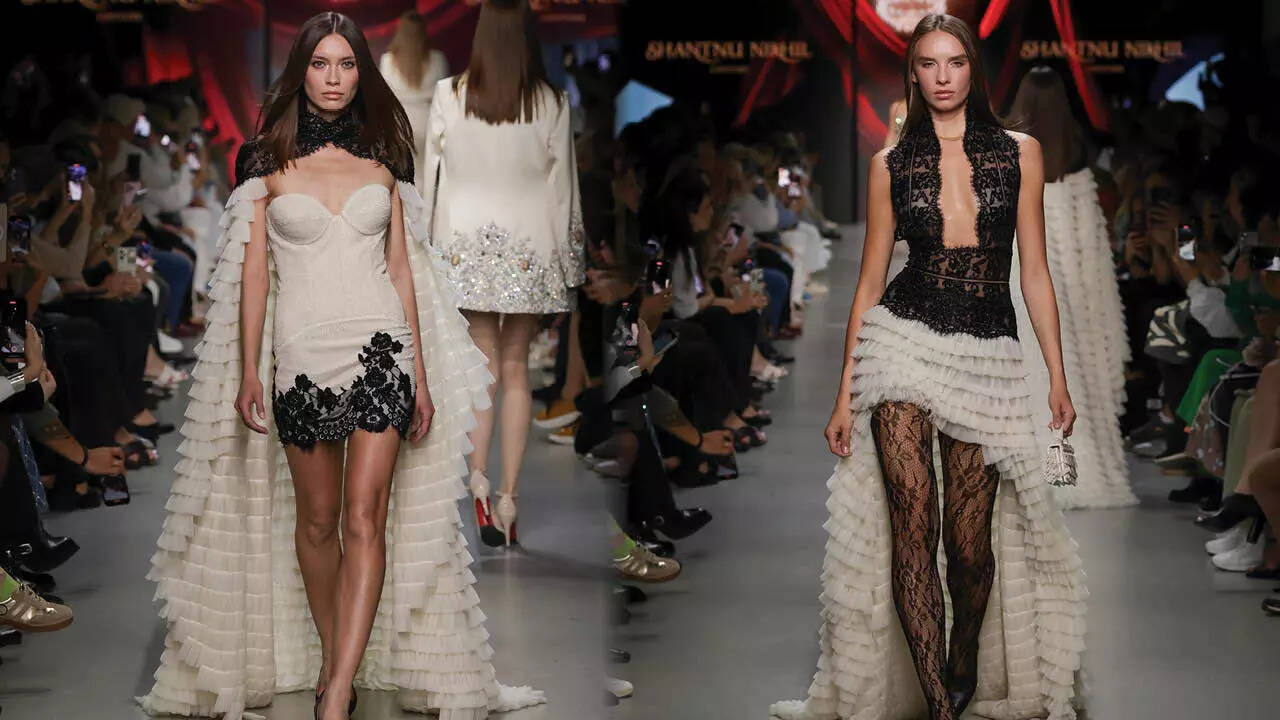 The palette ranged from dominion reds and midnight blacks to liquid silvers and opulent pearls