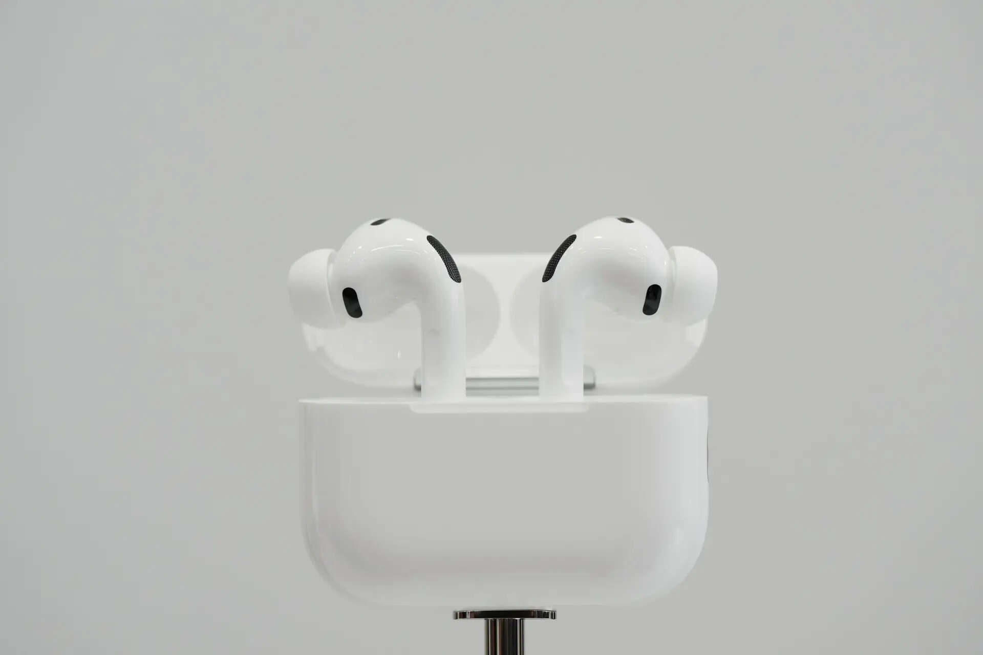The AirPods Pro 3 are displayed during an announcement of new products at Apple Park on Tuesday, Sept. 9, 2025, in Cupertino, Calif. (AP Photo/Godofredo A. Vásquez)
