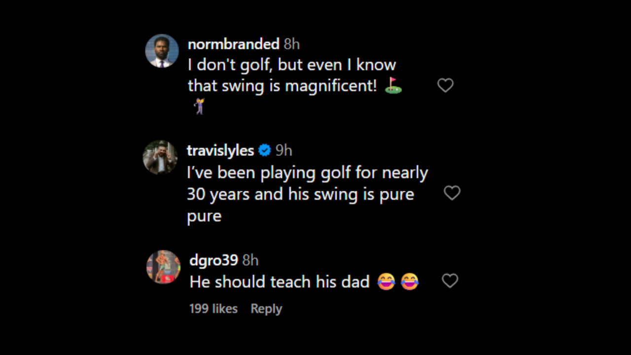 Fans' comments on Bronny James' golfing skills