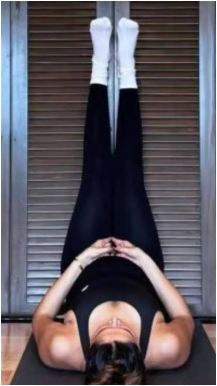 Deepika Padukone doing Viparita Karani