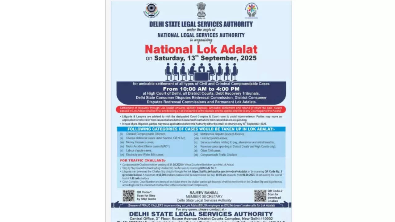 Source: DSLSA National Lok Adalat 2025 on 13 September