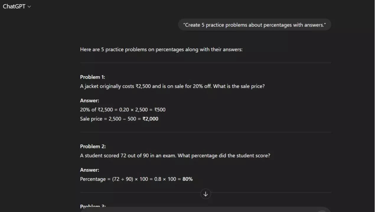 Math prompts for problem-solving help