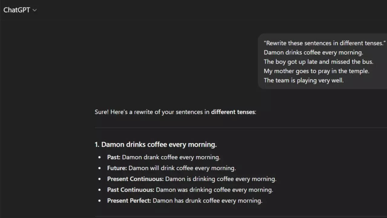 Prompts for English grammar homework