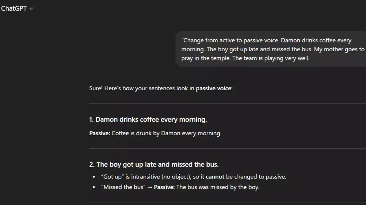 Change from active to passive voice