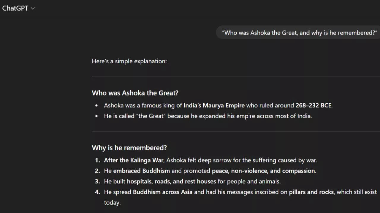 ChatGPT history prompts