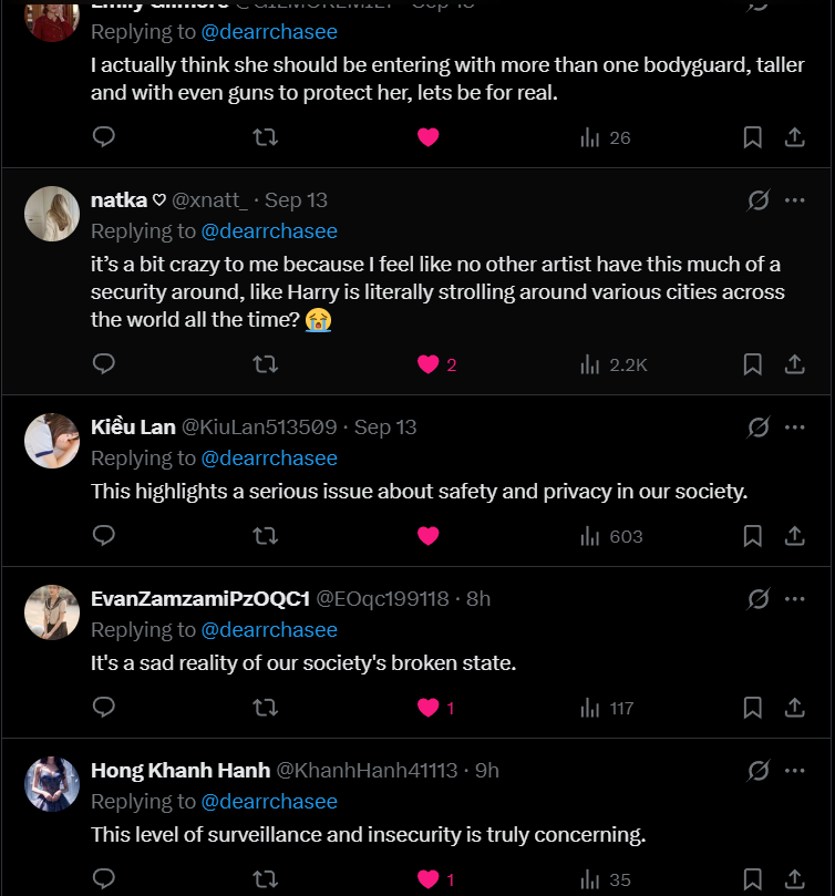 Fans are concerned about Taylor Swift's safety.(Image via X) Taylor Swift