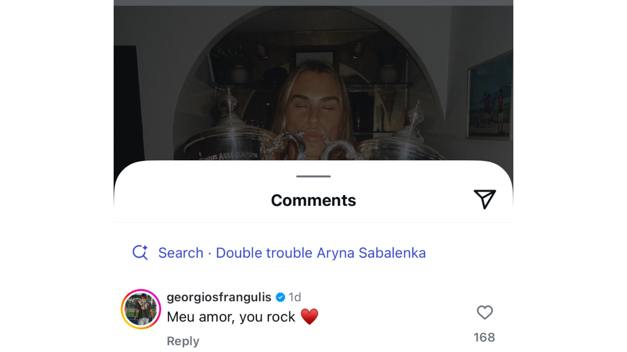 जॉर्जियोस फ्रांगुलिस के आर्यना सबलेनका के प्रेमी, संयुक्त राज्य अमेरिका के खुले और खुले जुड़वां ऑस्ट्रेलियाई लोगों की ट्रॉफी पर मीठी प्रतिक्रिया के साथ ध्यान चोरी करते हैं।