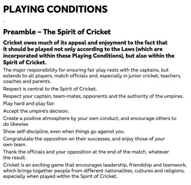 The Spirit of Cricket