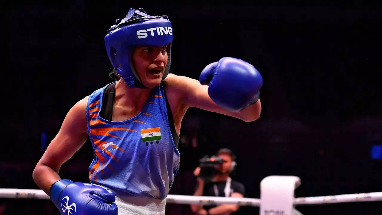 Jaismine Lamboria in action during the World Boxing Championships in Liverpool. (Image: World Boxing) Embed (Photo by World Boxing)