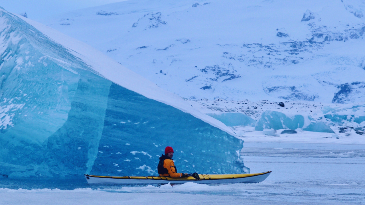 Kayaking among icebergs