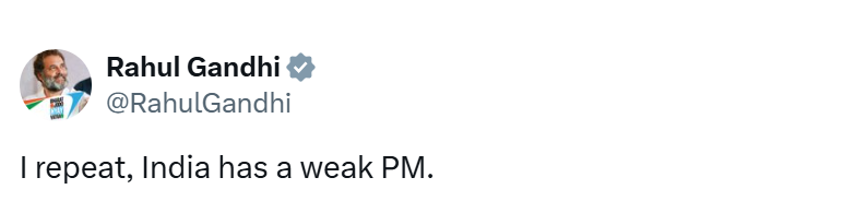 Rahul Gandhi's post on X