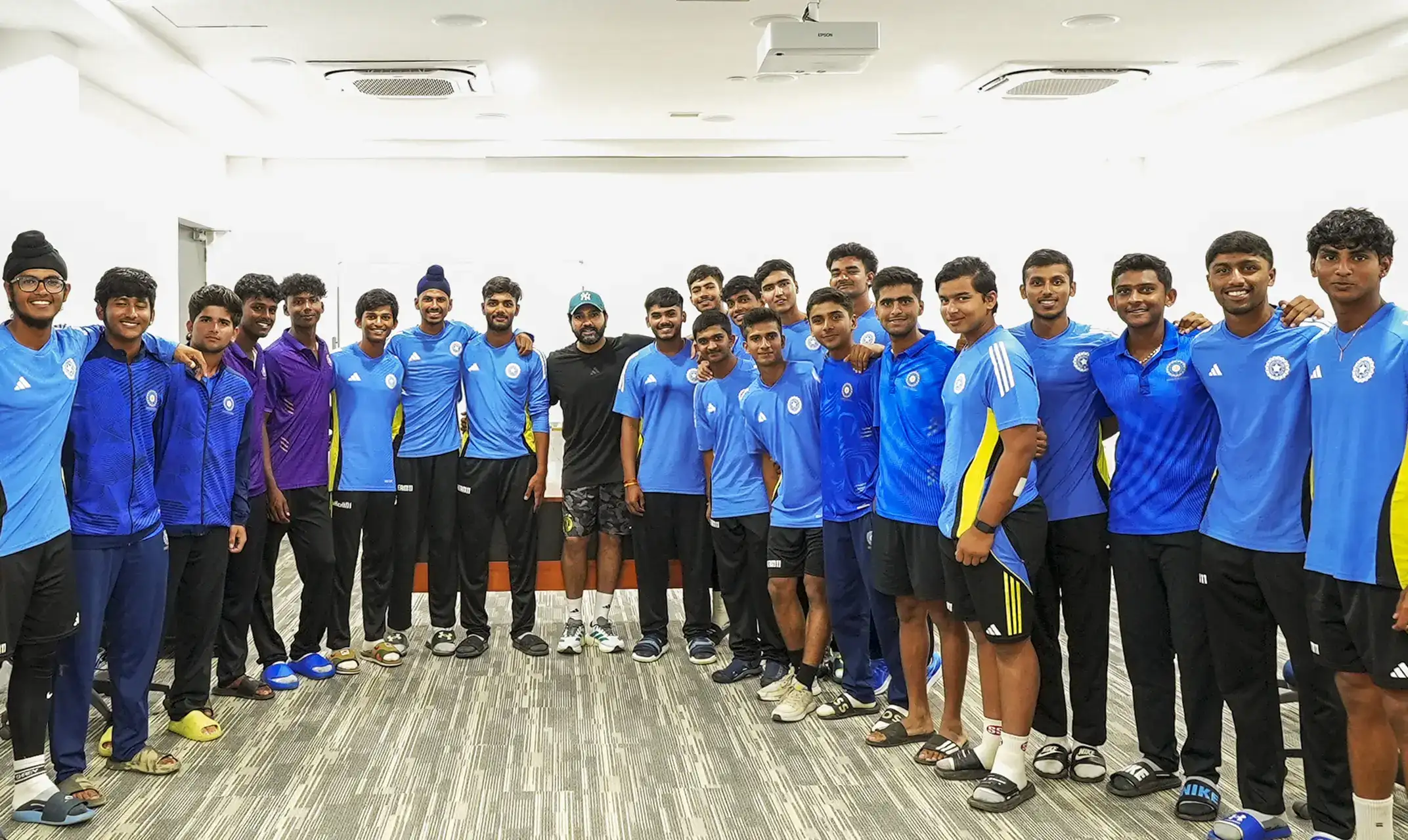 Rohit Sharma during an interaction with under-19 cricketers. (Pic credit: BCCI) Rohit Sharma