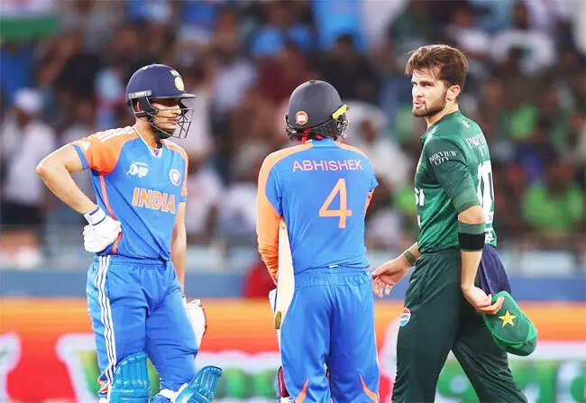 Shaheen Shah Afridi had a go at Abhishek Sharma after being smacked for a six off the first ball.  (AFP Photo)