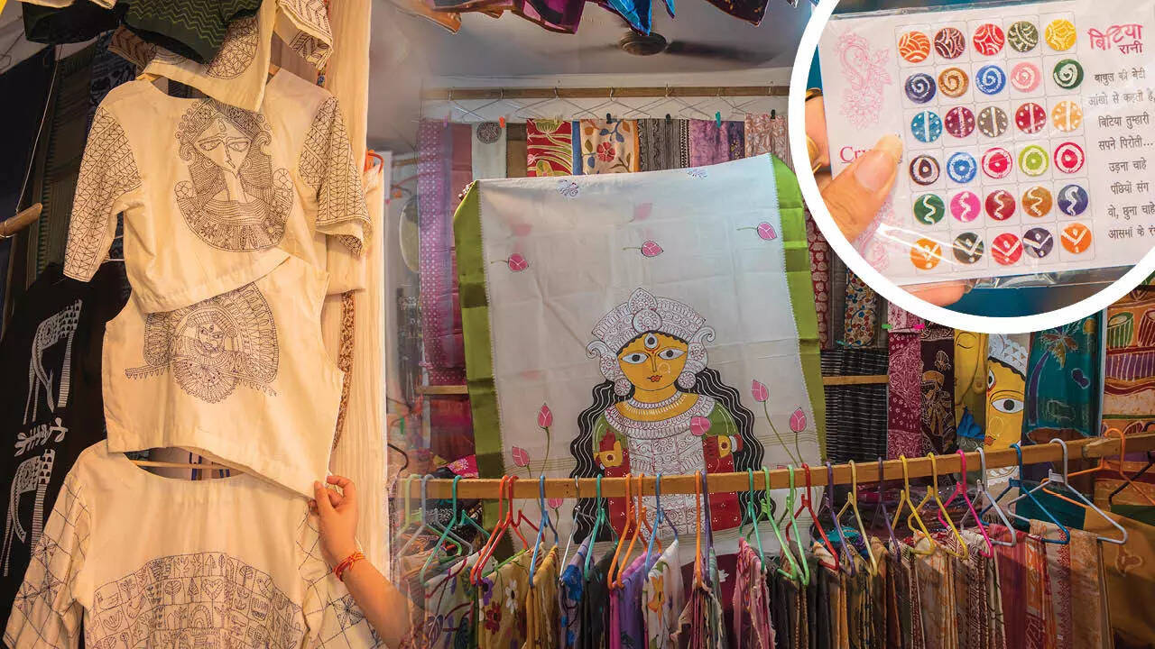 Match your hand-painted sari with an embroidered blouse and artisanal bindi