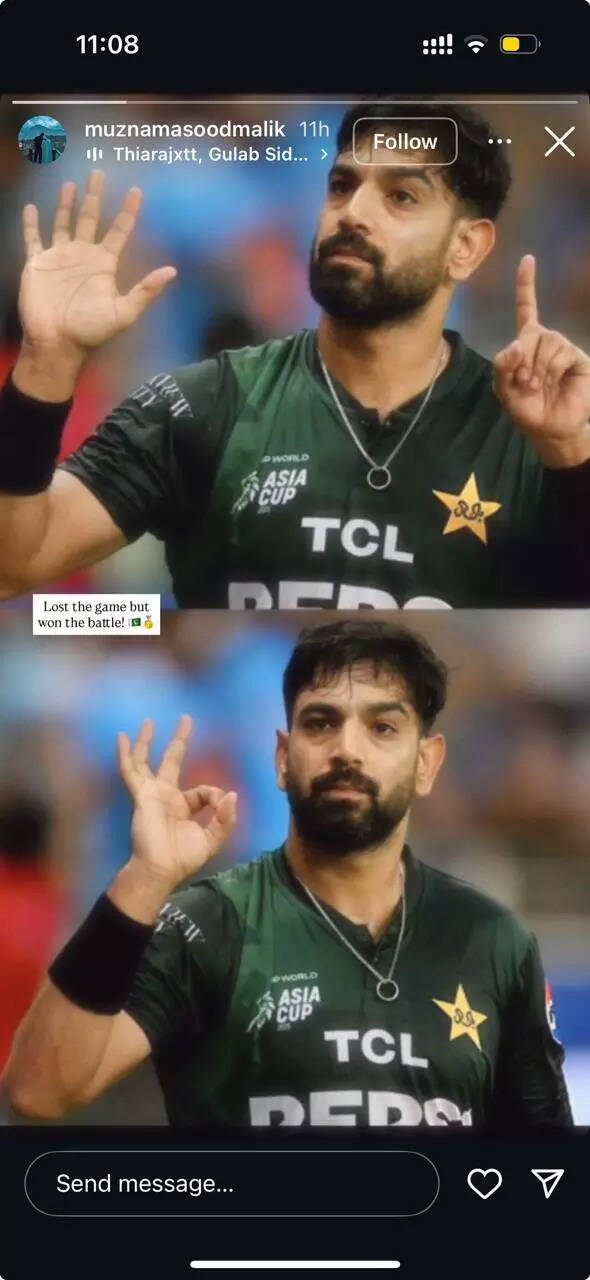 Haris Rauf's wife posted on Instagram about the gesture made by her husband during the India vs Pakistan match in the Asia Cup. Haris-Rauf-wife