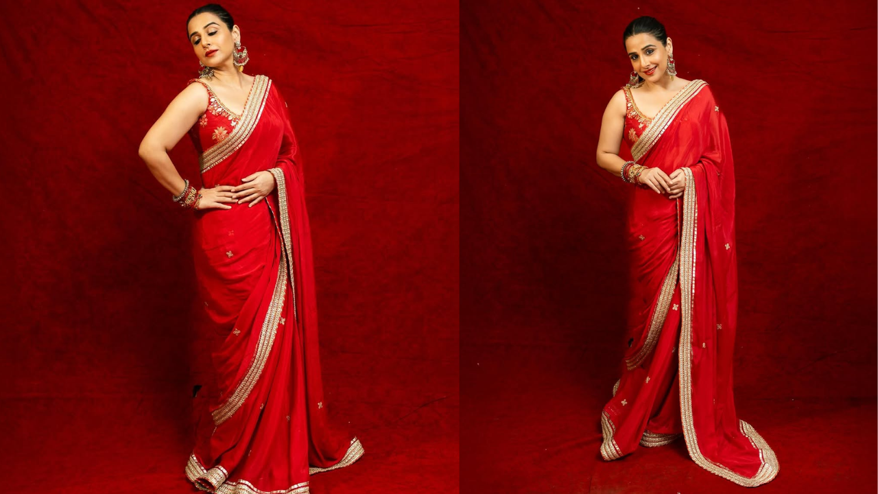Vidya Balan stuns in a fiery red saree