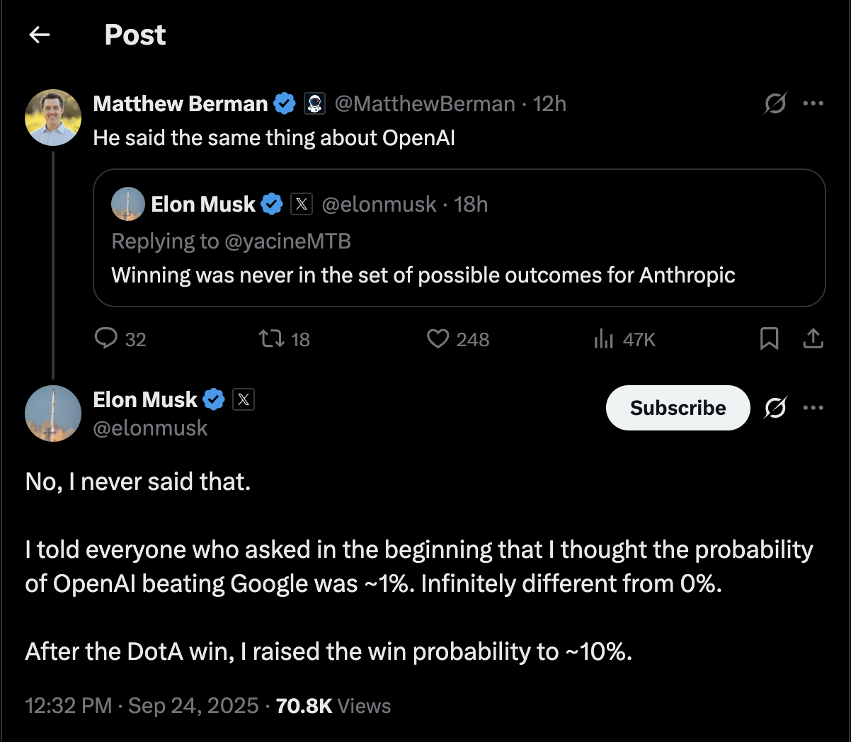 Elon Musk clairifies his prediction