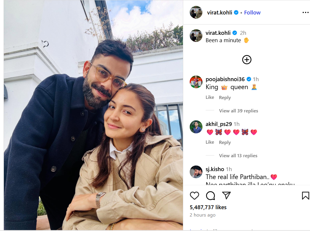 Virat Kohli's Instagram post