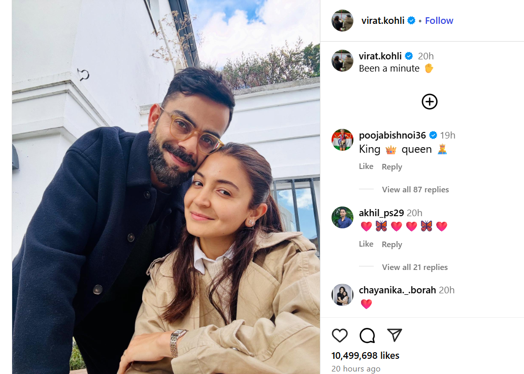 Virat Kohli's Instagram post