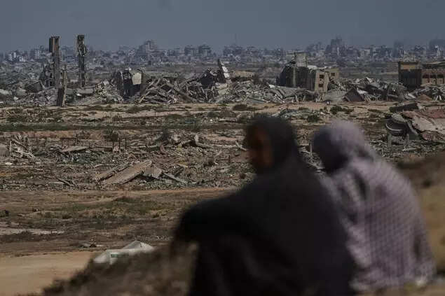 Destruction left by the Israeli air and ground offensive in Nuseirat, central Gaza Strip, Saturday, October 4, 2025. (AP)