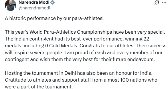PM Modi post on X