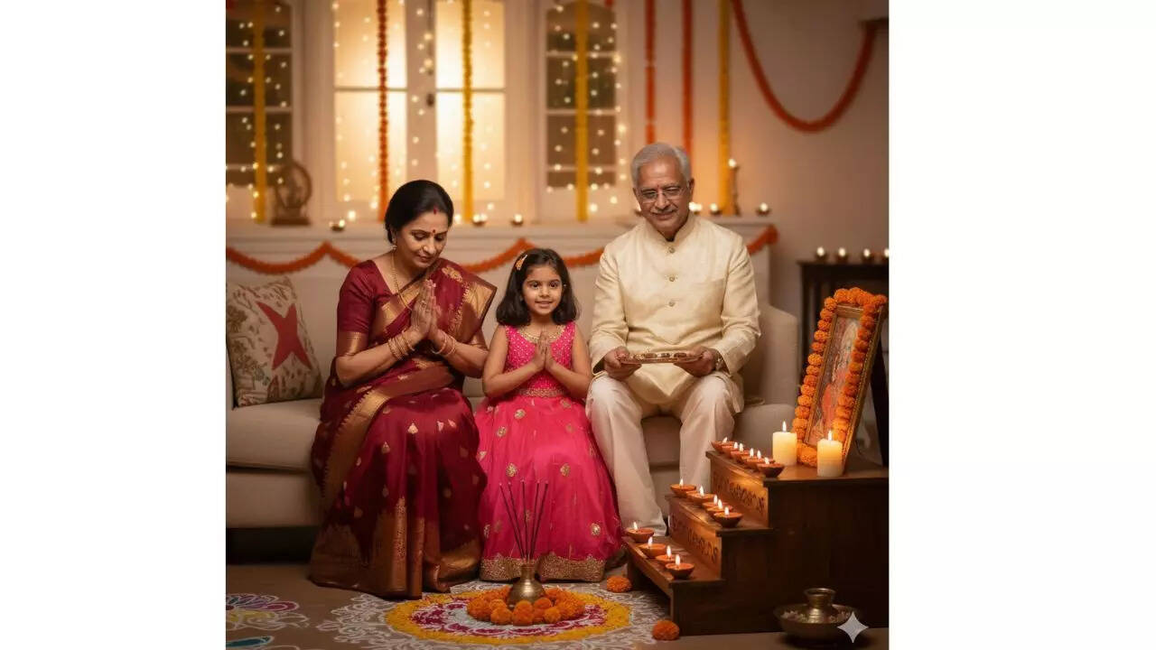 Diwali evening puja scene