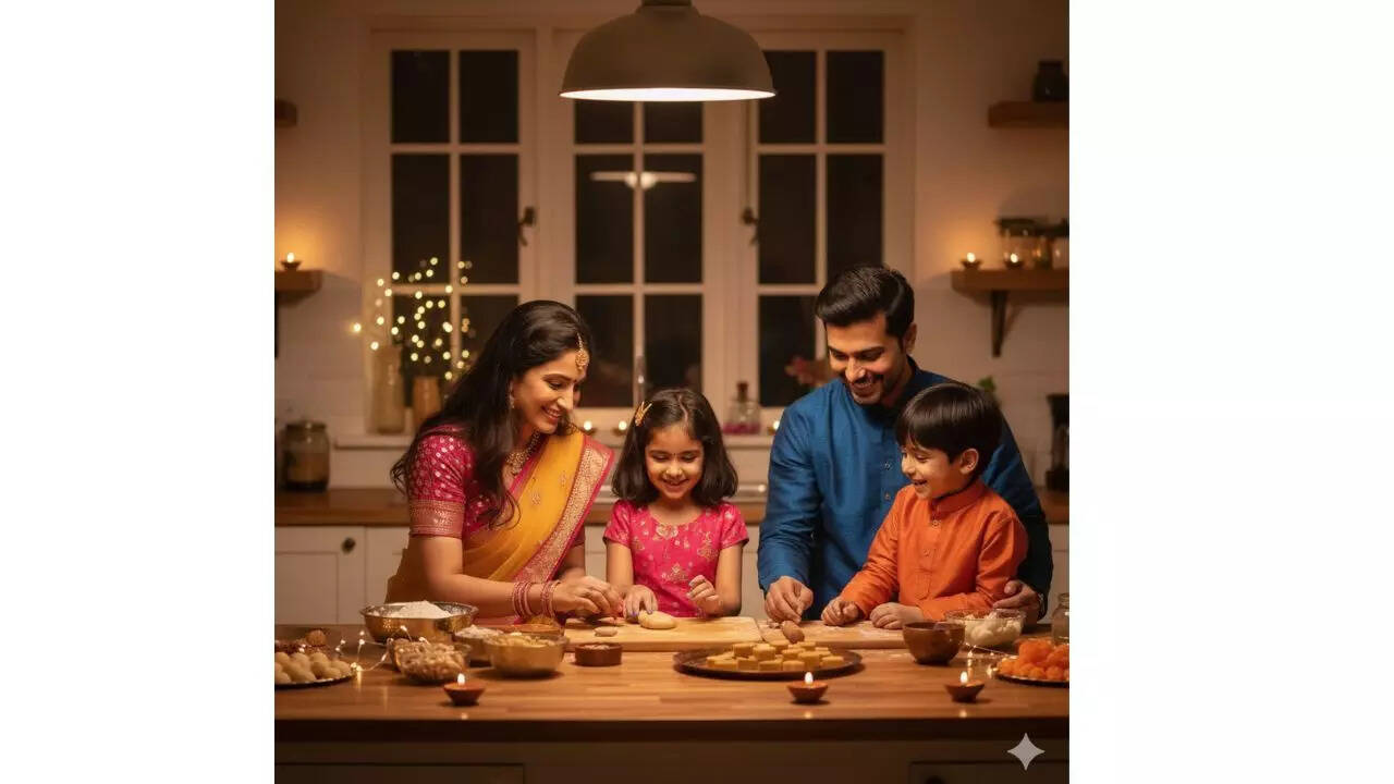 Traditional Diwali sweet making scene