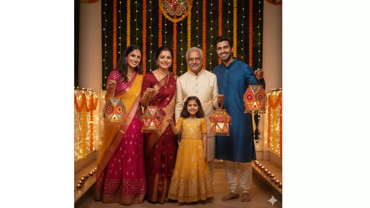Diwali evening lantern scene